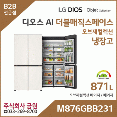 LG 디오스 AI 오브제컬렉션 냉장고 더블매직스페이스 M876GBB231